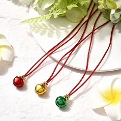 3 pièce 3 styles pendentif cloche de Noël en aluminium queue de rat colliers cordon satiné&nbsp;NJEW-JN05506-01