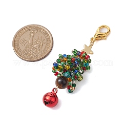 Рождественские елочные стеклянные бусины и подвески из натурального тигрового глаза&nbsp;HJEW-MZ00075-02