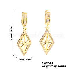 Элегантные геометрические серьги-кольца из латуни с прозрачным кубическим цирконием в форме звезды и ромба GT0537-1