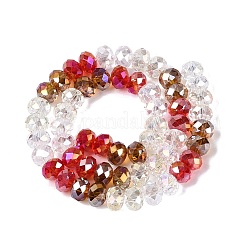 電気メッキ透明ガラスビーズ連売り  ロンデル  多面カット  ミックスカラー  7.5~8x5.5~6mm  穴：1~1.4mm  約56~60個/連  12.60~13.39インチ（32~34cm）&nbsp;EGLA-N022-16A-A01