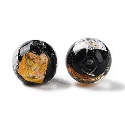 Ручной работы золотые и серебряные бусины Lampwork фольги&nbsp;GLAA-G107-07B-09