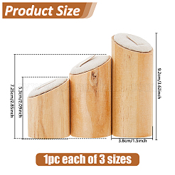 3 шт. 3 размера деревянные подставки для колец и ювелирных изделий&nbsp;RDIS-WH0011-36A-02