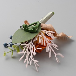 Boutonniere aus Seidenstoff und künstlichen Blumen aus Kunststoff&nbsp;JEWB-WH0030-32A