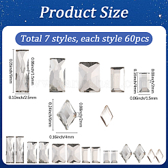 420 шт. 7 стильных стеклянных кабошона со стразами&nbsp;MRMJ-SC0001-51