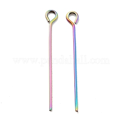 イオンプレーティング（IP）304ステンレススチールアイピン  虹色  25x0.6mm  22ゲージ  穴：1.8mm&nbsp;LS-STAS-E156-01M-01