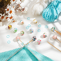 20 Stück 10 Farben eckenlose Würfel-Stricknadelstopper aus Silikon mit Blumenmuster&nbsp;DIY-GO0001-90