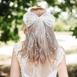 2 шт. 2-цветная длинная сетчатая фата из тюля с бантом&nbsp;OHAR-GO0001-10