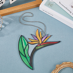 Décoration pendentif en acrylique teinté de fleur d'oiseau de paradis&nbsp;HJEW-WH20003-24C