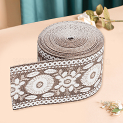 5mのヴィンテージジャカードポリエステルリボン  花  刺繍入りの織りリボン  グレー  2-3/8インチ（60mm）&nbsp;OCOR-CY0004-44A