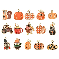 30 шт. 15 стиля День благодарения эмалевые подвески из сплава золотистого тона&nbsp;ENAM-FS0002-03