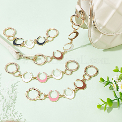 4 шт. 4-цветные эмалевые удлинители для ремешка кошелька из сплава в форме полумесяца&nbsp;FIND-WR0009-39