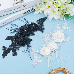 Нашивки из полиэстеровой ткани с цветочным рисунком&nbsp;DIY-WH20081-012B