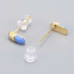 Orecchini a bottone in ottone smaltato&nbsp;EJEW-L231-66B