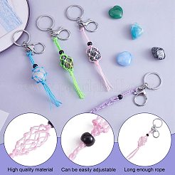 4шт 4 цвета макраме бахрома плетеный брелок&nbsp;AJEW-SW00014-02