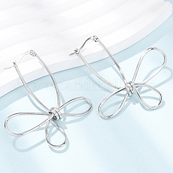 Серьги-кольца из нержавеющей стали 201 с полыми цветами&nbsp;EJEW-P337-01P