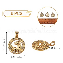 Ciondoli in ottone con micro pavé di zirconi trasparenti da 5 pezzo&nbsp;KK-SZ0005-50
