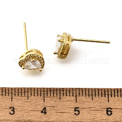 Серьги-гвоздики в форме сердца из прозрачного кубического циркония EJEW-K093-21G