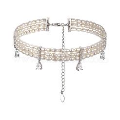 925 серебряное ожерелье с кисточкой из натурального пресноводного жемчуга с прозрачными кубическими цирконами SZ5473