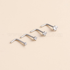 316 サージカルステンレス クリスタル ライントーン フラット ラウンド L 字型 ノーズリング  ステンレス鋼色  2.5mm&nbsp;WGCD50A-03