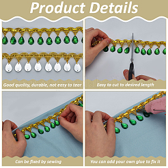 Кружевная лента из полиэстера с пластиковыми подвесками-кисточкой&nbsp;DIY-WH0656-11A