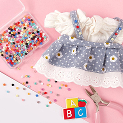 ミニ樹脂ボタン12色120個  2穴人形bjd衣服アクセサリー  フラットラウンド  ミックスカラー  3x1mm  穴：0.5mm  10個/カラー&nbsp;FIND-GF0009-96