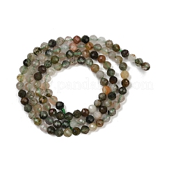 Нити бусин из натурального зеленого рутилированного кварца G-RM241221-B47