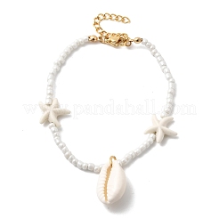 Браслеты с подвесками в форме ракушек и морских звезд BJEW-F520-04G