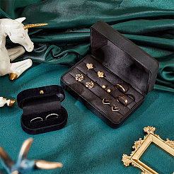 2 шт. 2 стиля прямоугольные и овальные коробки для колец из искусственной кожи CON-FG0001-10