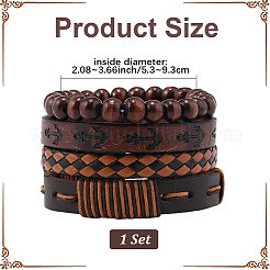 4шт 4 стиля плетеные браслеты из искусственной кожи pu наборы&nbsp;BJEW-CL0001-13C