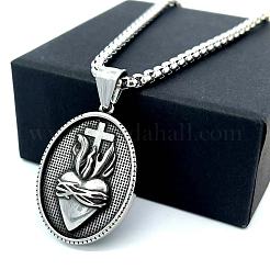 Винтажные ожерелья из нержавеющей стали с подвеской «Священное сердце Иисуса» для мужчин IC9997