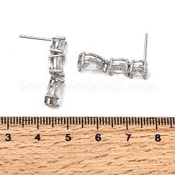 Серьги-гвоздики в форме капли из латуни с микропаве из прозрачных кубических цирконий&nbsp;EJEW-H180-14P