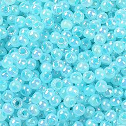 6/0 круглые стеклянные бусины непрозрачного цвета с радужным покрытием&nbsp;SEED-T006-04D-06