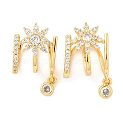 Латунные серьги-манжеты из прозрачного кубического циркония&nbsp;EJEW-K309-07G