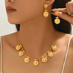 Set di orecchini pendenti rotondi in lega vintage e collane con ciondolo per donna&nbsp;TT0279