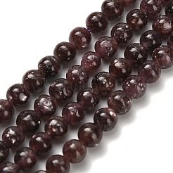 Натуральный лепидолит / пурпурный слюдяный камень бисер пряди&nbsp;G-H335-B03-4mm-A