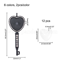 Kit fai da te per trovare i gioielli con ciondoli grandi a forma di cuore e chiave in 12 colori&nbsp;DIY-CA0002-58