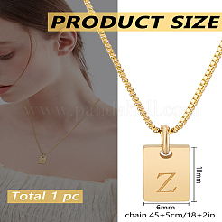 1 collane con ciondolo rettangolare a forma di lettera in acciaio inossidabile&nbsp;NJEW-LP0001-34Z-G
