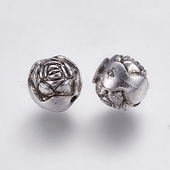 CCBプラスチックビーズ  花  アンティークシルバー  10x10x9mm  穴：1mm&nbsp;CCB-G006-166AS