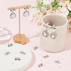 20 шт. фурнитура для сережек-гвоздиков со стразами и бантом из сплава&nbsp;EJEW-SC0001-49