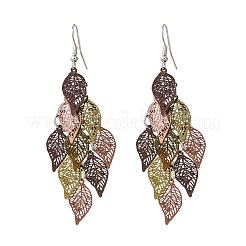 Серьги-подвески в форме листьев из нержавеющей стали 430 EJEW-A137-10P-02