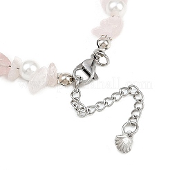 4 pièce 4 styles breloque en forme de coquillage en alliage émaillé perle de coquillage ronde blanche et quartz rose naturel et fleur amazonite et aigue-marine teinte et bracelets de cheville en perles d'améthyste&nbsp;AJEW-AN00734