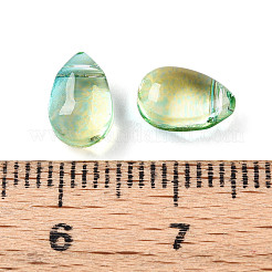 透明ガラスビーズ  トップドリルビーズ  ティアドロップ  ターコイズ  9x6x5mm  穴：1mm&nbsp;X-GGLA-M004-05A-05