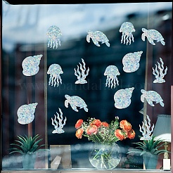 16 шт. 4 стиля водонепроницаемые пластиковые цветные лазерные витражные оконные пленки статические наклейки&nbsp;DIY-WH0314-143