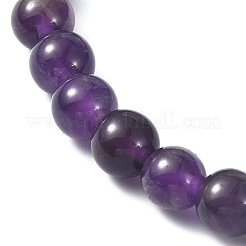 Braccialetti elasticizzati con perline rotonde di ametista naturale&nbsp;BJEW-JB09881-01
