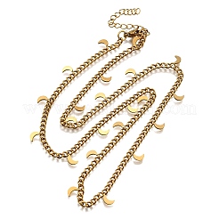 Ожерелья из витой цепочки из нержавеющей стали 304 с подвеской в виде луны&nbsp;NJEW-R023-08G