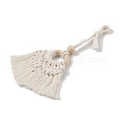 Подвесные украшения ручной работы из нейлоновой нити в технике макраме с деревянными бусинами&nbsp;HJEW-P019-03A