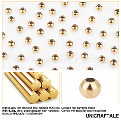 200 шт. круглые бусины из нержавеющей стали 304 с вакуумным покрытием PVD&nbsp;STAS-UN0029-49