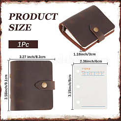 革製バインダーノート  毎日のメモ用のポケットプランナー  長方形  ココナッツブラウン  91x83x30mm&nbsp;AJEW-WH20018-374B