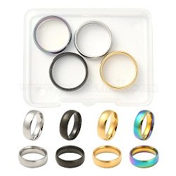 4 шт., 4 цвета, 201 простых кольца из нержавеющей стали, набор для женщин, разноцветные, размер США 6 1/2 (16.9 мм), 1 шт / цвет