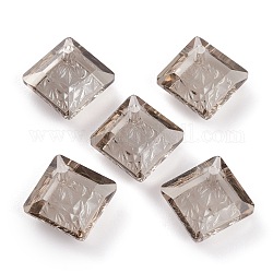 Embossed Glass Rhinestone Pendants, Abnormity Embossed Style, Rhombus, Faceted, Satin, 13x13x5mm, Hole: 1.2mm, Diagonal Length: 13mm, Side Length: 10mm